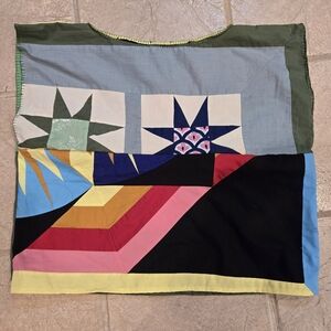 Upcycled Vtg Quilt-top Cropped Top S-M Handmade Dont Throw It Out